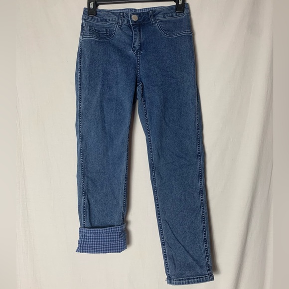 French Dressing Jeans | Reversible Gingham Olivia Slim Crop Jeans - 0 - Picture 4 of 5